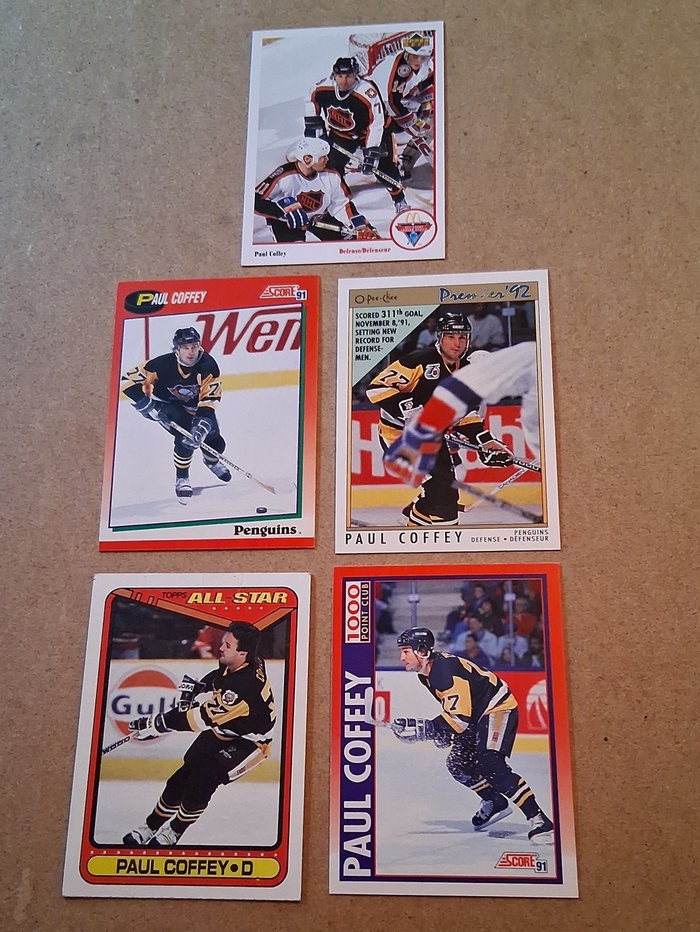 Paul Coffey Hockey Card Lot - Black & Gold Penguins (5)